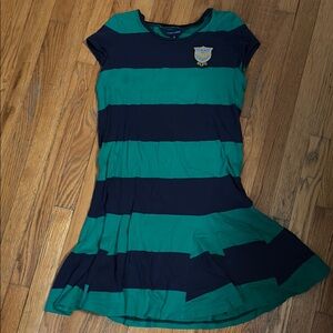 Preppy Ralph Lauren Kids Dress with Green and Navy Stripes